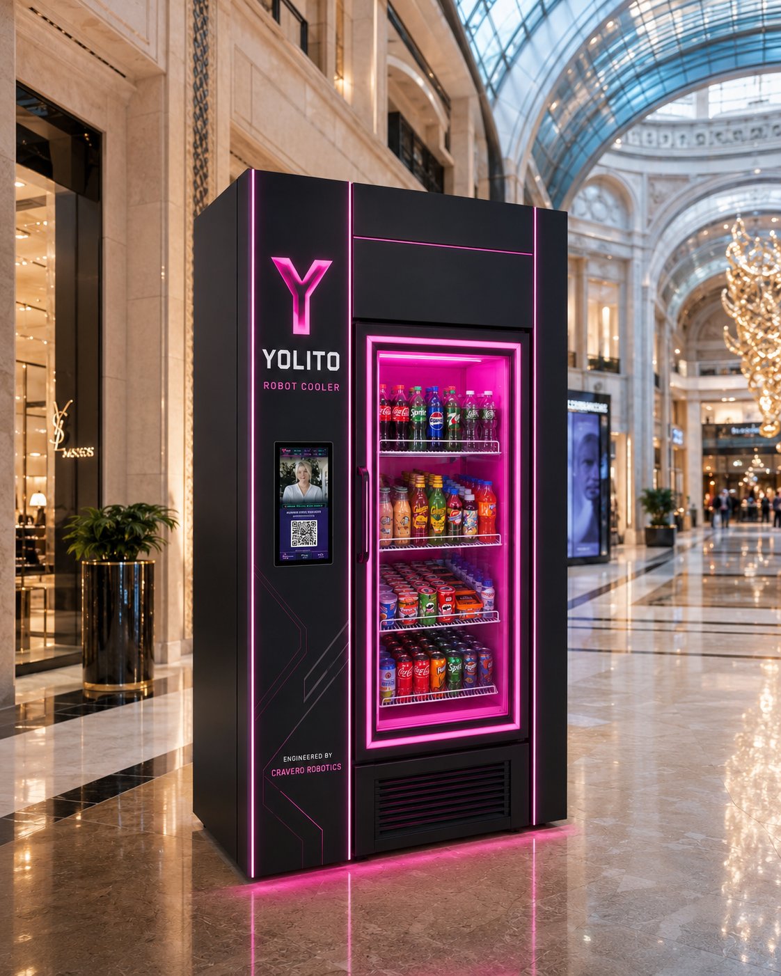 Yolito Robot Cooler in a luxury mall environment
